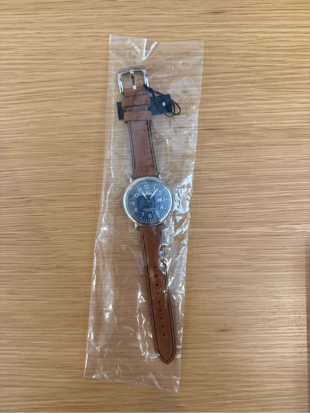Shinola Brown Leather Strap Watch with Blue Dial